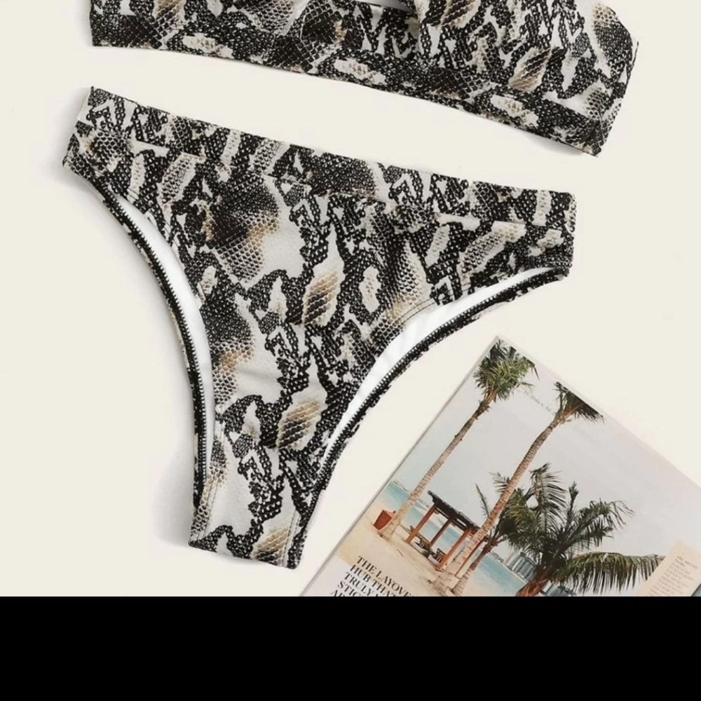 Snakeskin high waisted bikini